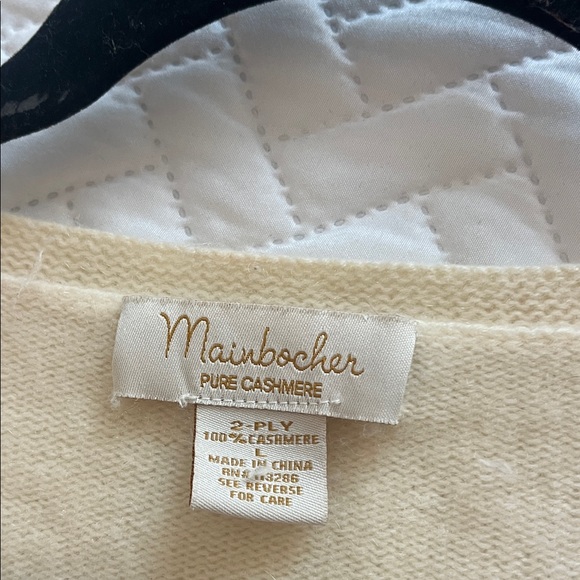 Mainbocker Cream Cashmere Knit Women's Cardigan Sz L - Picture 2 of 4